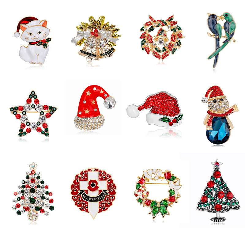 Fashion Santa Claus Star Elk Alloy Plating Rhinestones Women's Brooches display picture 2