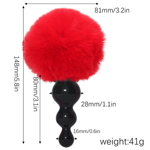 Pagoda anal plug, rabbit tail hair ball, soft rubber anal plug, backcourt device, male and female anal masturbation alternative toy SM
