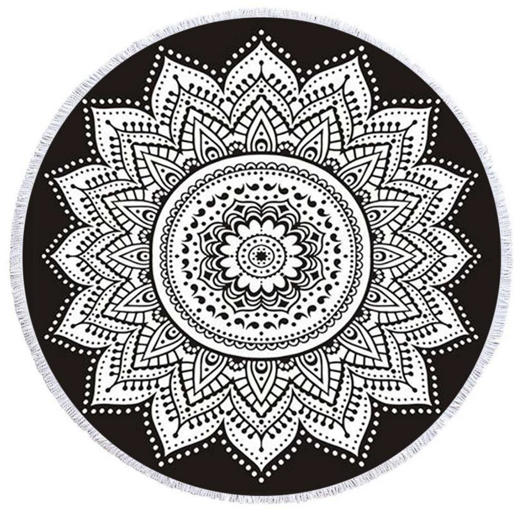 2 день мода волосы Мандала круглый печатных пляжное полотенце из микрофибры пляж Подушка 150 кисточкой края
