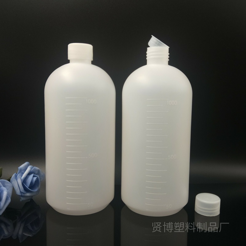 批发1000ml毫升小口半透明液体PE塑料瓶试剂瓶分装瓶带内盖水剂瓶