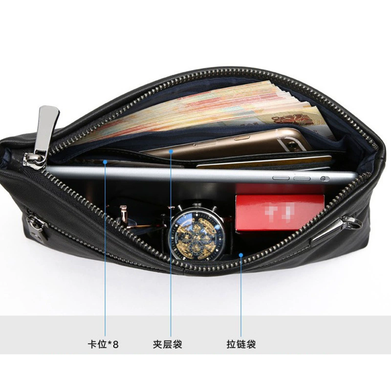 Leather small clutch bag, genuine leather, custom-made, cowhide