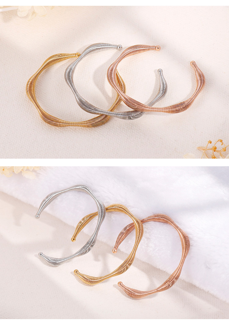 Korean Style Style Korean Spring Wire Exaggerated Titanium Steel Bracelet Fashion Titanium Steel Rose Gold Material Bracelet Factory In Stock Wholesale