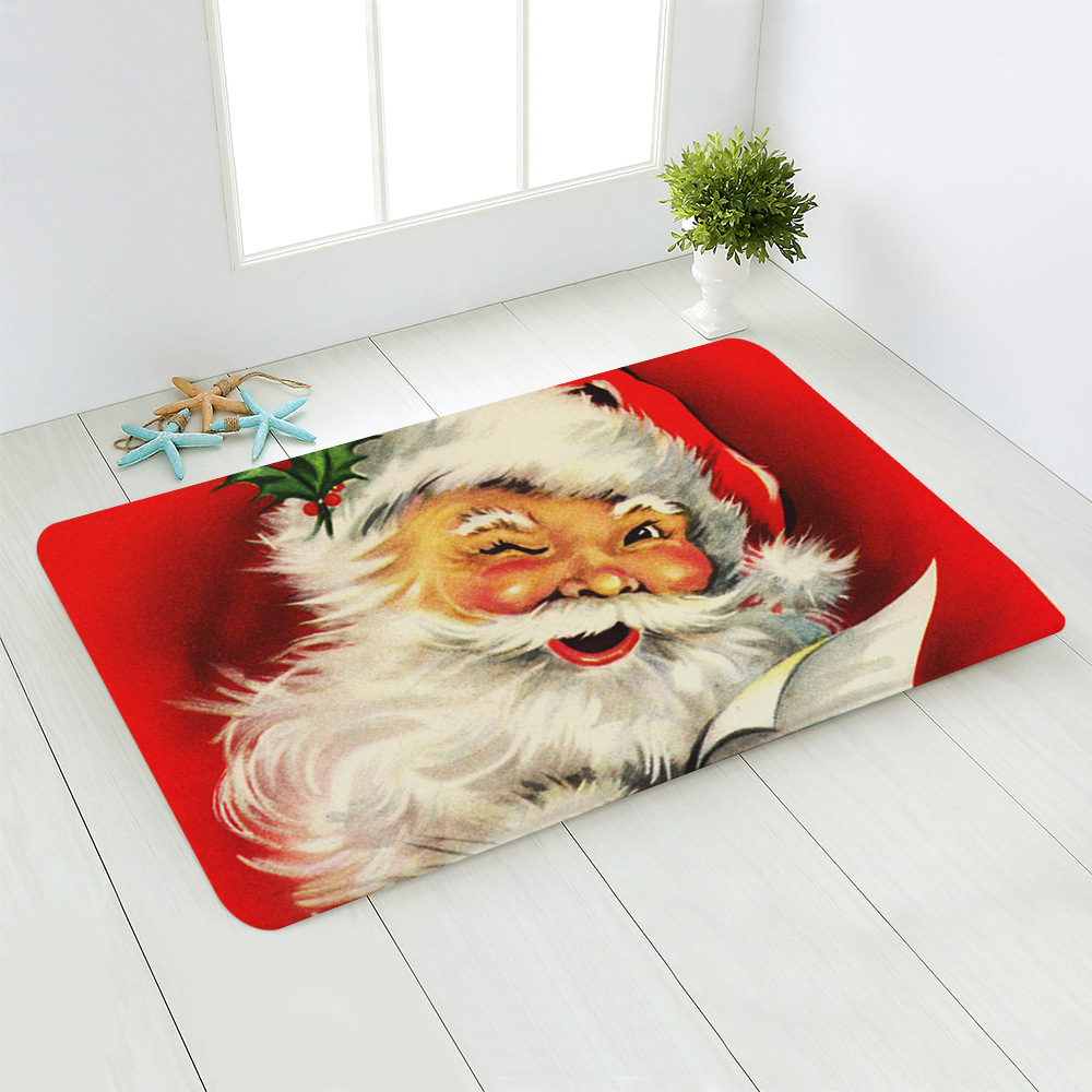 Cute Santa Claus Snowman Flannel Fabric Floor Mat display picture 3