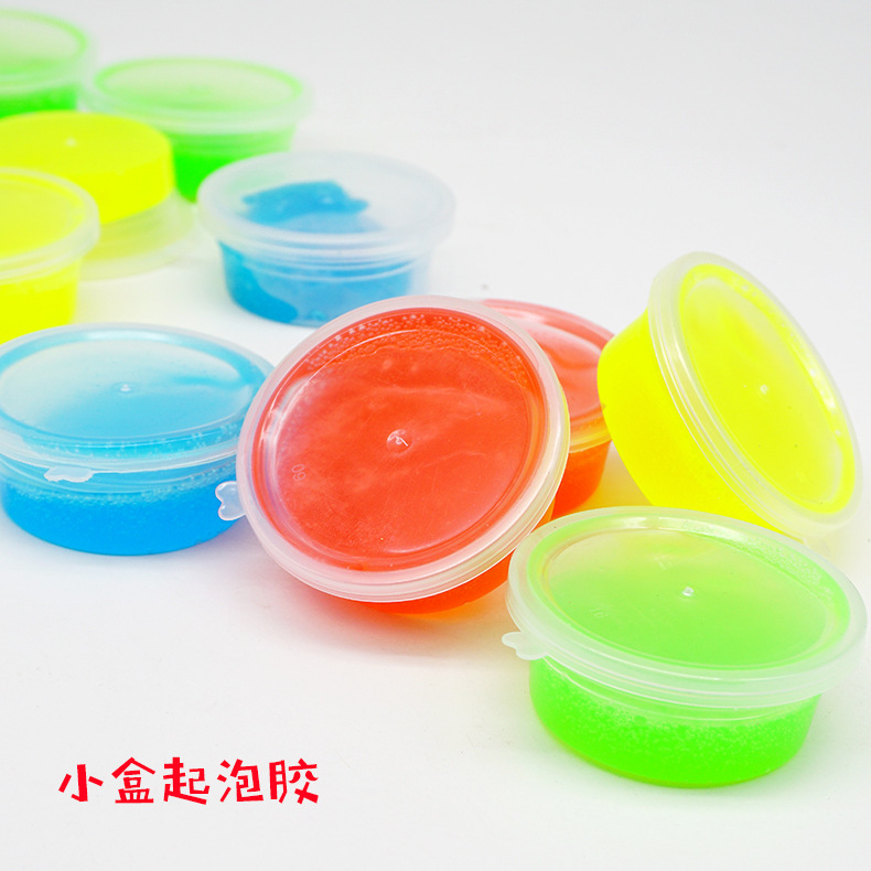 12 cajas 6 colores espuma pegamento portátil en caja tienda de barro caja pequeña traje Delgado burbuja transparente soplado pegamento