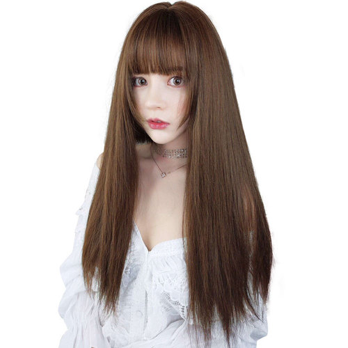 Wig Cap Female Long Hair Top 3D Full Head Suit Invisible Weave Single Piece Realistic Long Wavy Curly Hair Topper