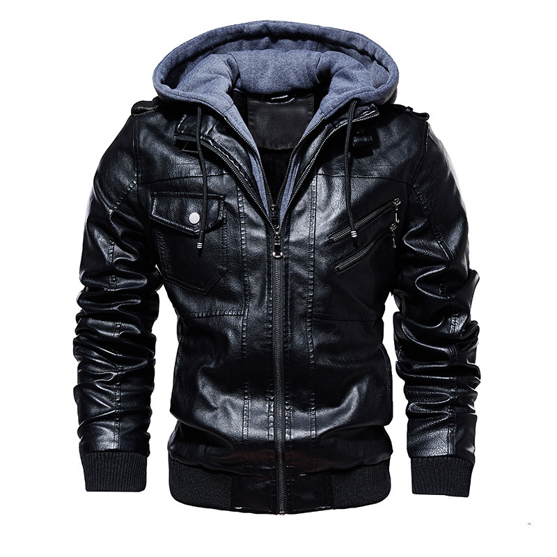 2022 European and American AuTumn and WinTer Amazon Aliexpress WISH Men's LeaTher JackeT Men's PU LeaTher Hooded LeaTher JackeT T14 2022 European and American AuTumn and WinTer Amazon Aliexpress WISH Men's LeaTher JackeT Men's PU LeaTher Hooded LeaTher JackeT T14