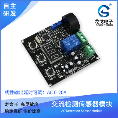 龍戈電子 交流檢測電流傳感器 20A量程線性輸出延時可設 開關量