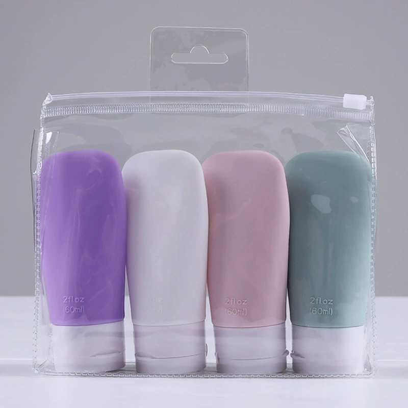 Silicone bottle for traveling, set, storage system, cosmetic container, new collection