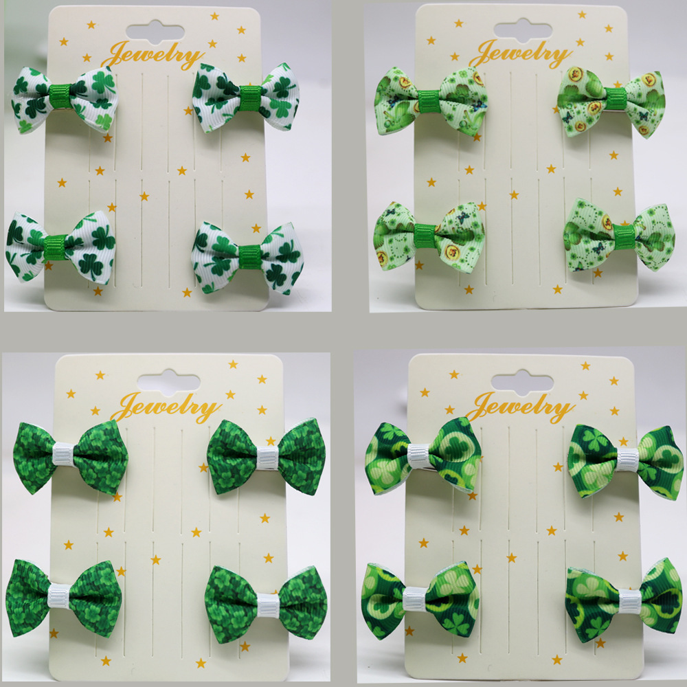 AliExpress new pet hairpin cat dog Four-Leaf Clover Small hairpin St. Patrick's Day spot wholesale