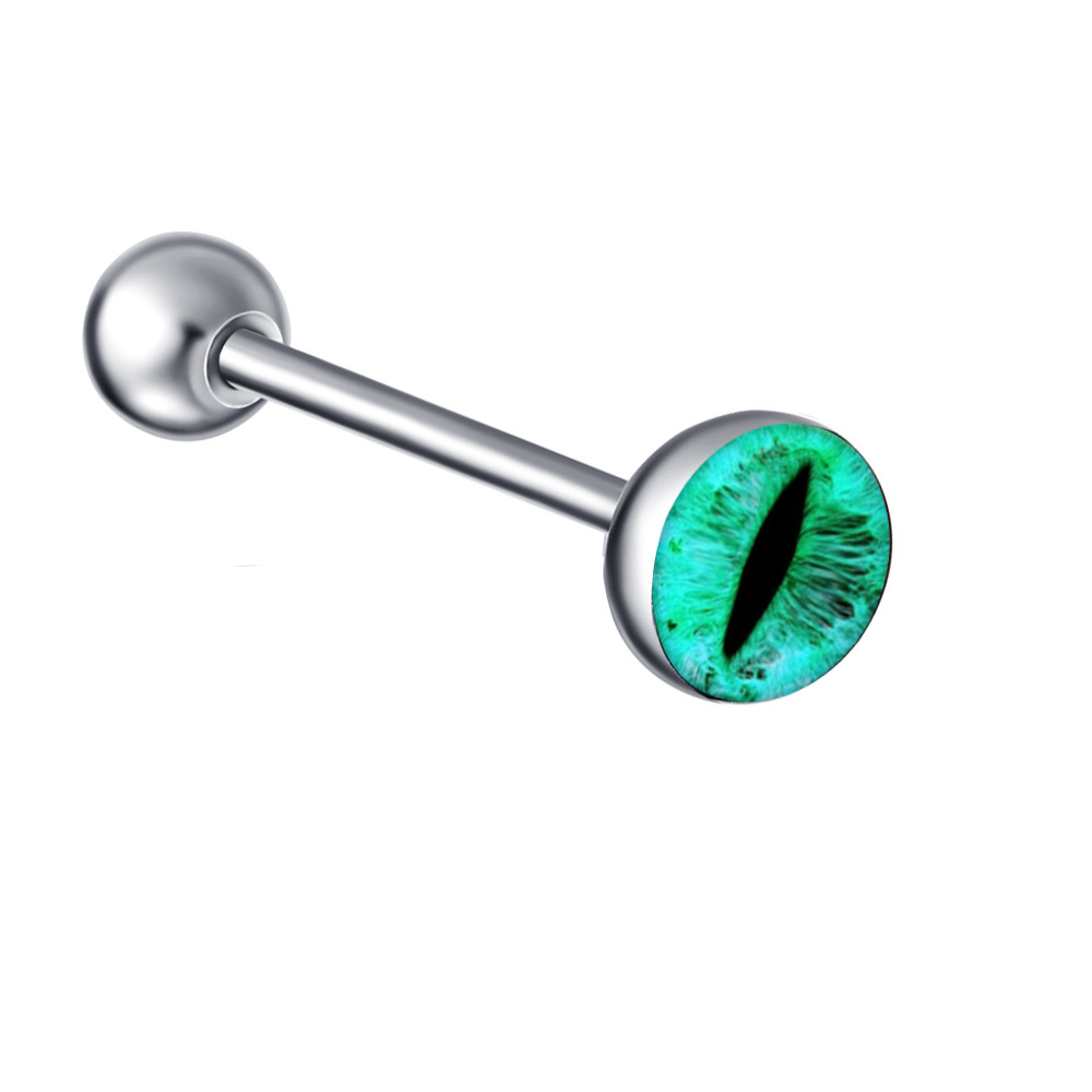Steel Color LOGO Barbell Tongue Nail Stainless Steel Tongue Ring 16mm Length Piercing Jewelry detail image 8