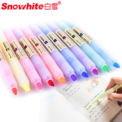 Bai Xue PB61 highlighter pen 10 colors for students light color eye protection color marker pen key marker pen multi-color pen