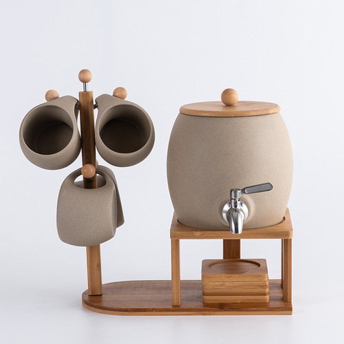 Nordic Creative Ceramic Cup Set Large Capacity White Porcelain Water Cups Cold Water Pitcher Juice Drink Bucket with Copper Spout