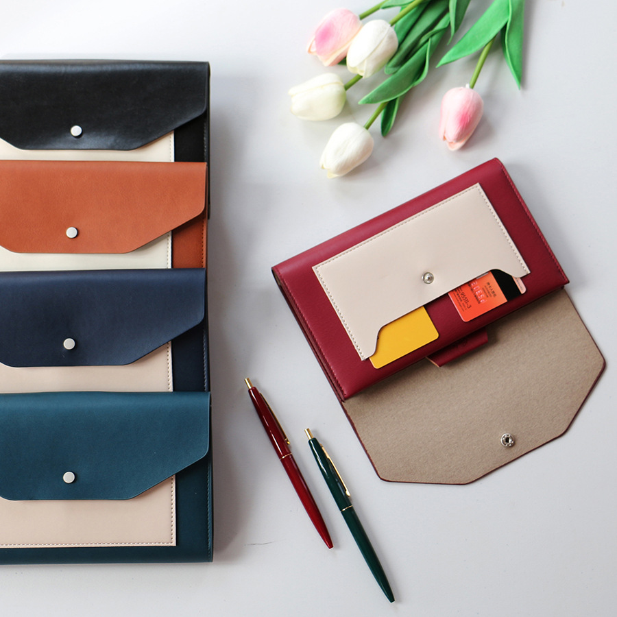 eonbest商务时尚拼色PU多功能笔记本封套手持工作本