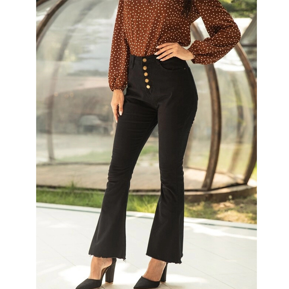 fashion high-waist single-breasted trousers  NSSA48716