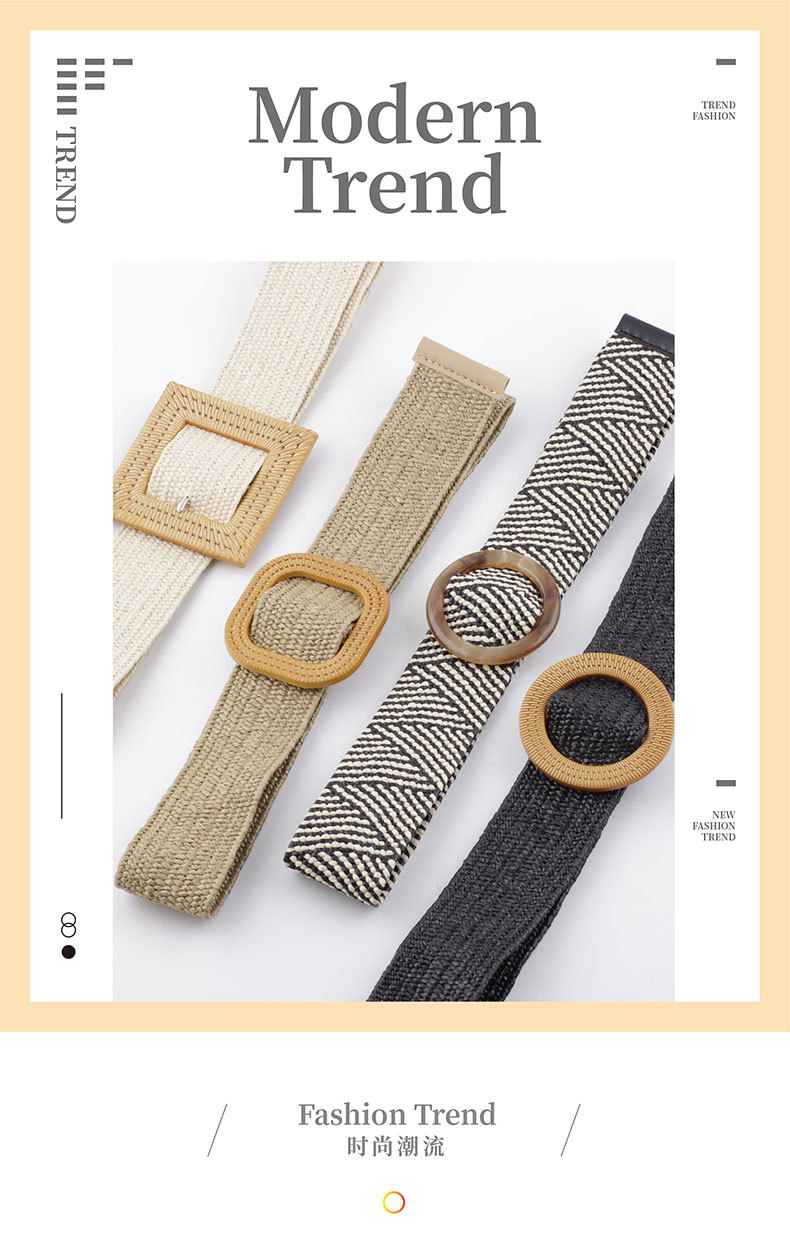 New Pp Straw Braided Belt Student Belt Round Buckle Fashion Casual Decoration Wild Pants Elastic Belt Nihaojewelry Wholesale display picture 14