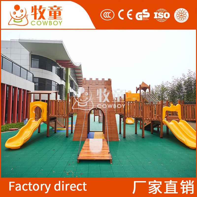 Gran combinación de jardín de infantes diapositiva doble al aire libre gran juguete instalaciones niños Parque de Atracciones tobogán de plástico