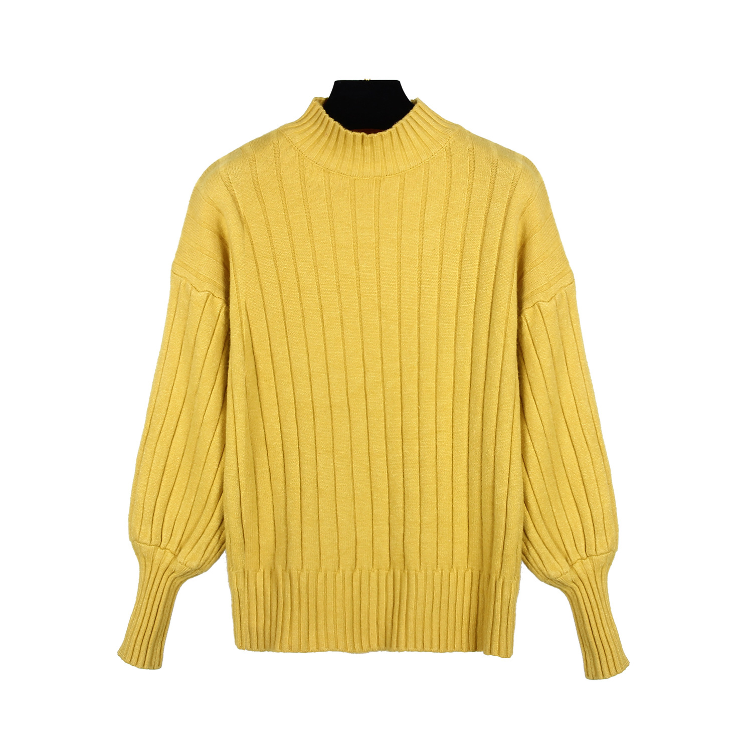 autumn and winter fashion mock collar lantern sleeve pit strip sweater NSMY15966