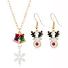 Creative small bell, earrings, necklace, chain, set, decorations, European style, suitable for import, new collection, with snowflakes, wholesale