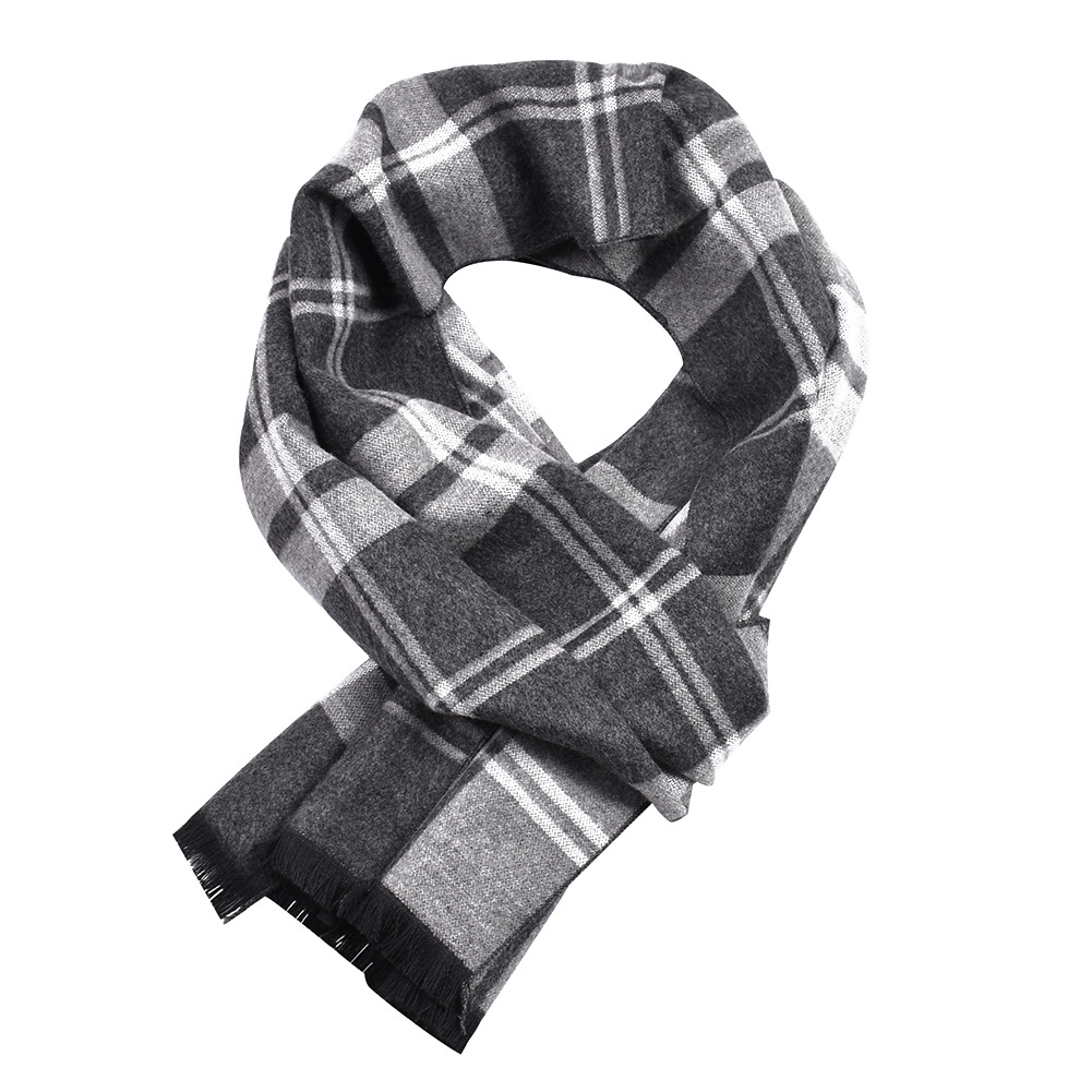 2022 New checkered scarf with double-sided imitation cashmere for autumn and winter warmth, men's shawl_voghion.com
