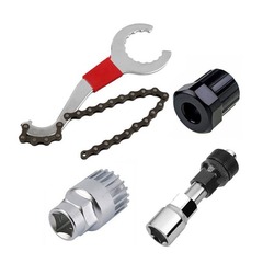 Bicycle repair tools, bottom bracket removal, flywheel removal, chain removal, crank removal multi-purpose tool