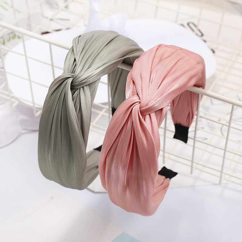 South Korea Dongdaemun New Solid Color Fabric Headband Super Fairy Multilayer Lace Screen Yarn Cross Headband Headband display picture 14