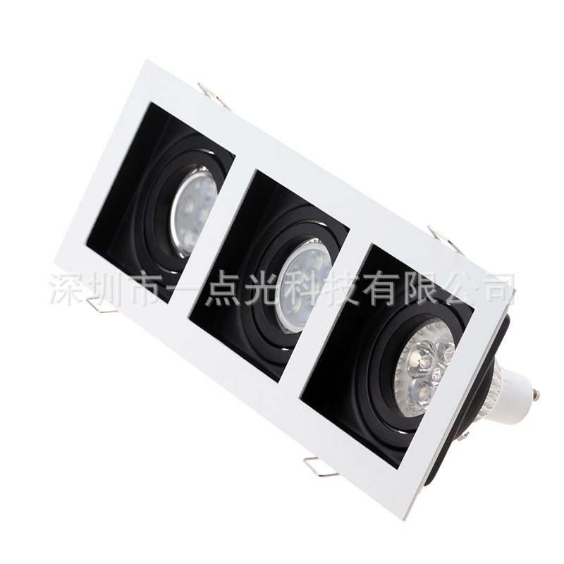 MR16 GU10射燈支架 三頭嵌入式鋅合金面板燈台階型燈杯外殼