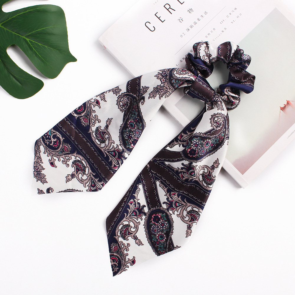 New Fashion Big Flower Satin Printed Scarf Cheap Hair Ring Wholesale display picture 7