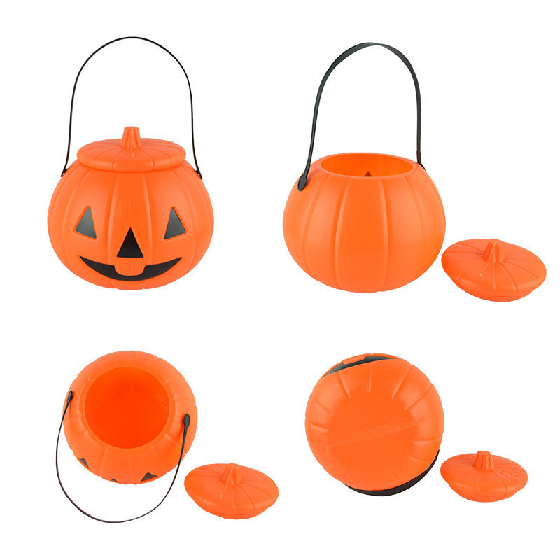 ハロウィンカボチャ瓶装飾カボチャバケツ 18cm 蓋付き三角目カボチャ瓶カボチャランプ漫画|undefined