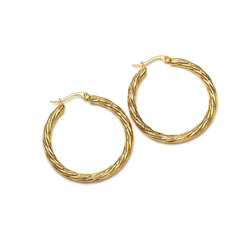 Titanium&Stainless Steel Fashion Geometric earring(Gold 3.5cm)Fine Jewelry NHIM1674-Gold-3.5cm