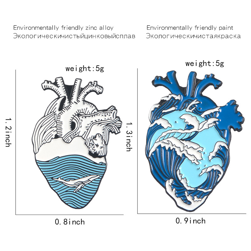 Original Design Ocean Heart Shape Alloy Enamel Unisex Brooches display picture 2