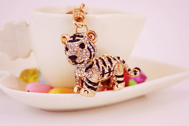 54g Weight Travel Occasion Alloy, Metal Material Tiger Pattern Unisex Gender Zodiac Little Tiger Keychain 4