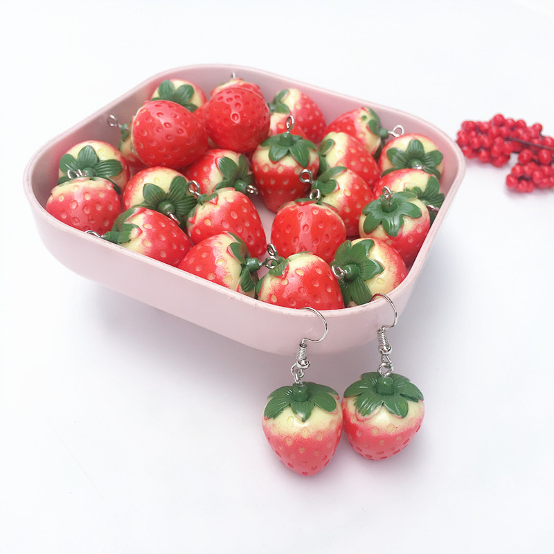 Drop Earrings Classification 1 Pair Cartoon Style Cute Strawberry Resin Drop Earrings