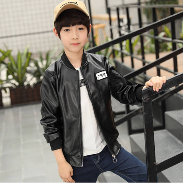 Áo khoác bé trai xuân 2019 trẻ em mới phiên bản Hàn Quốc của quần áo trẻ em lớn dành cho trẻ em bình thường mùa xuân và mùa thu mẫu áo da Hàn Quốc Lông thú
