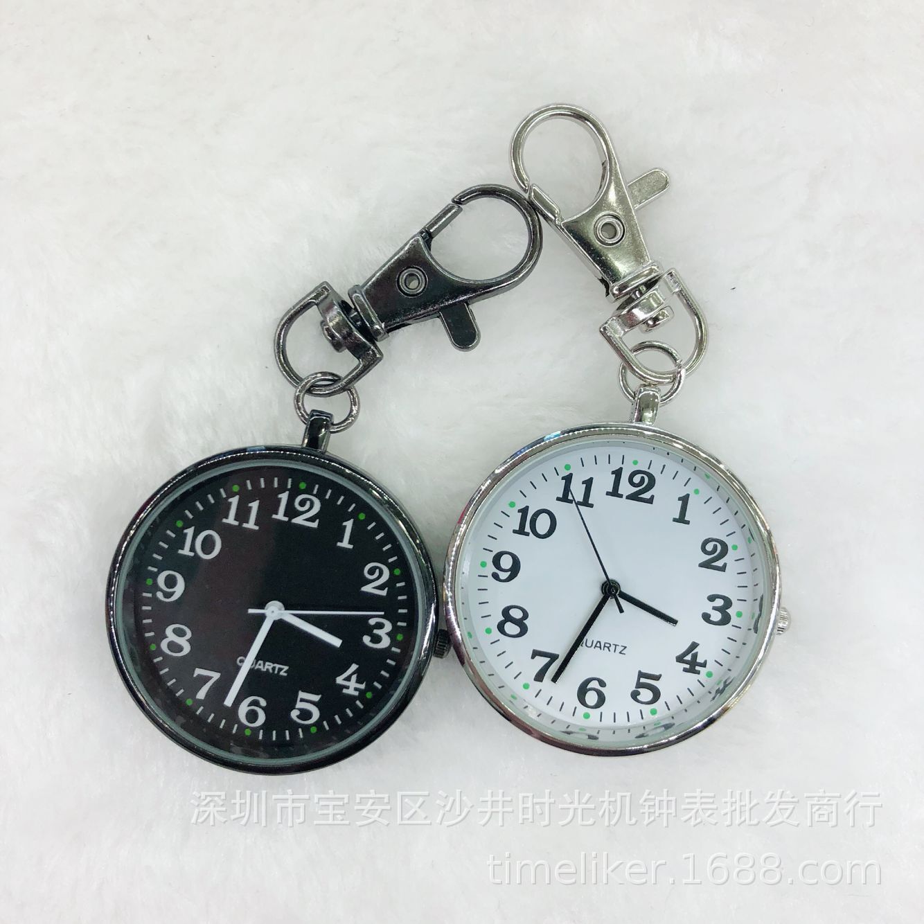 批发大表盘石英夜光圆形扣表 老人儿童学生手表钥匙扣挂表怀表