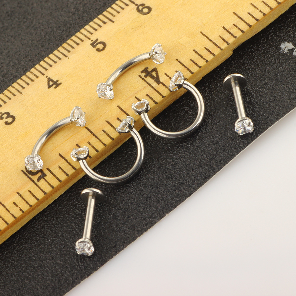 6-Piece Stainless Steel Zircon Eyebrow Nose Lip Piercing Jewelry Set - Diamond Shape Studs for Ear Eyebrow Nose Lip detail image 14