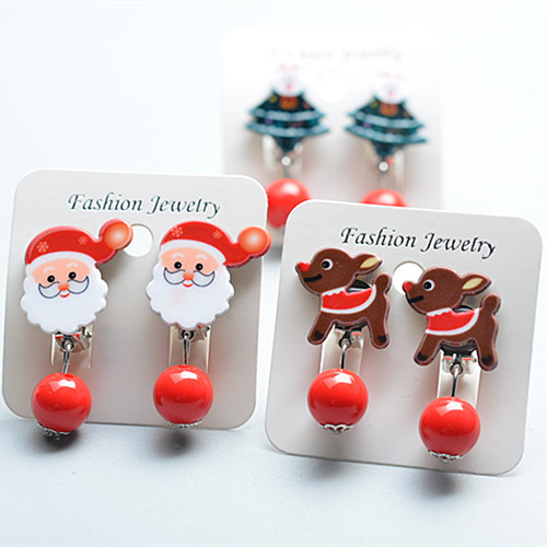 8g Weight Ear clips Classification 1 Pair Quantity Holiday Occasion Plastic Material Christmas Festival Cartoon Character Pattern Kid'S Gender Fashion Style Fashion Cartoon Character Plastic Christmas Kid'S Ear Clips 1