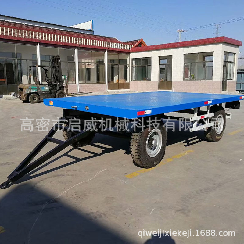 厂家供应平板拖车启威厂家 5轮充气胎挂车 拖拉机牵引拖车