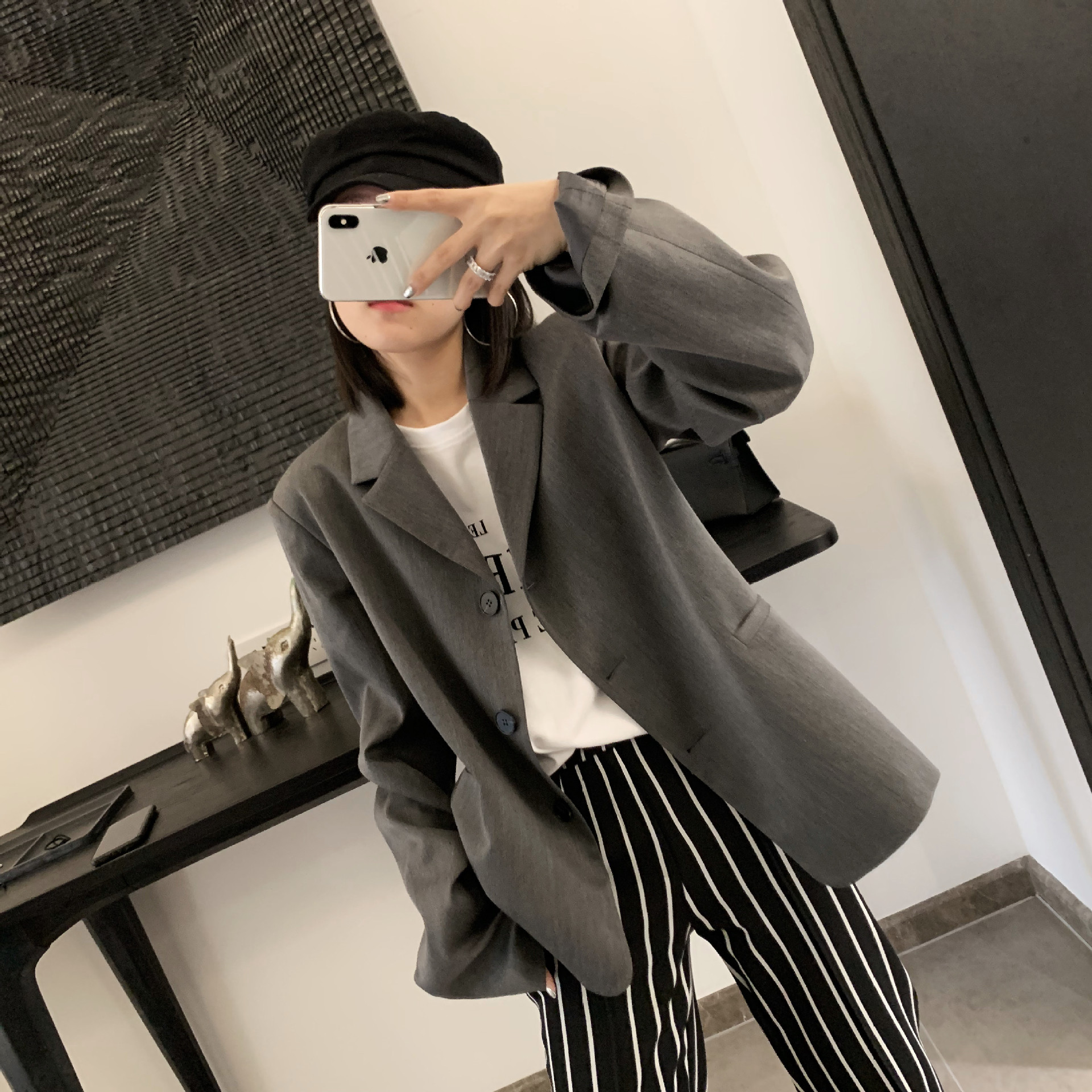 2019春季新款韓版通勤純色百搭西裝外套女~袖套可以拆卸~