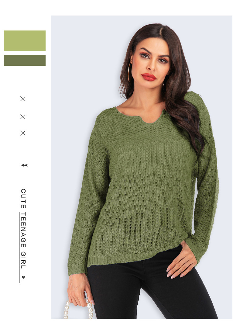 spring and summer new women s long-sleeved V-neck pullover  NSYH19613