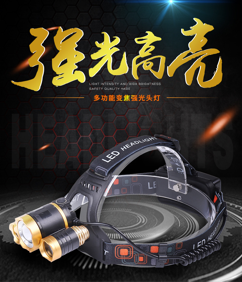 Manufactor Direct selling high-power charge Induction Headlight Head mounted Flashlight outdoors lighting Zoom Night fishing lights