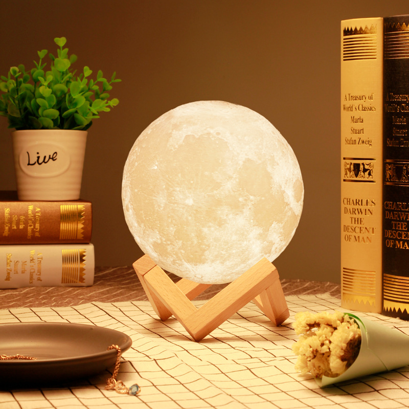亚马逊创意3D打印月球灯触控感应七彩月亮灯夜灯支持刻字生日礼品|ru