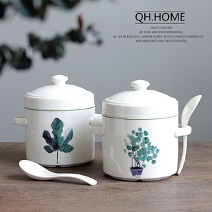 Qianhuiju Ceramic Watertew Sweed Pot с крышкой с двойной тушеным птичьим гнездо