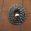 Fashionable metal black beads, black retro brooch lapel pin, European style