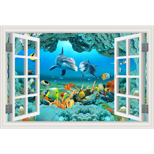 Factory direct supply 3D self-adhesive wall stickers fake window stickers dormitory wall living room bedroom background wall decoration stickers