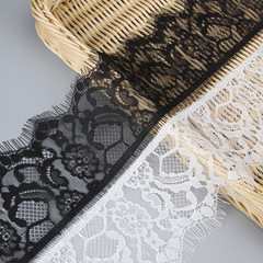 8cm錦綸絲雙睫毛蕾絲花邊 無彈條碼蕾絲面料 洛麗塔禮服花邊輔料