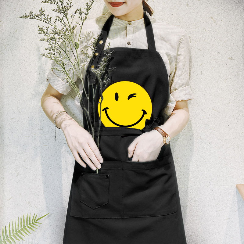 Delantal logotipo impreso estilo coreano cocina de moda cintura de algodón cocina impermeable a prueba de aceite monos hombres y mujeres