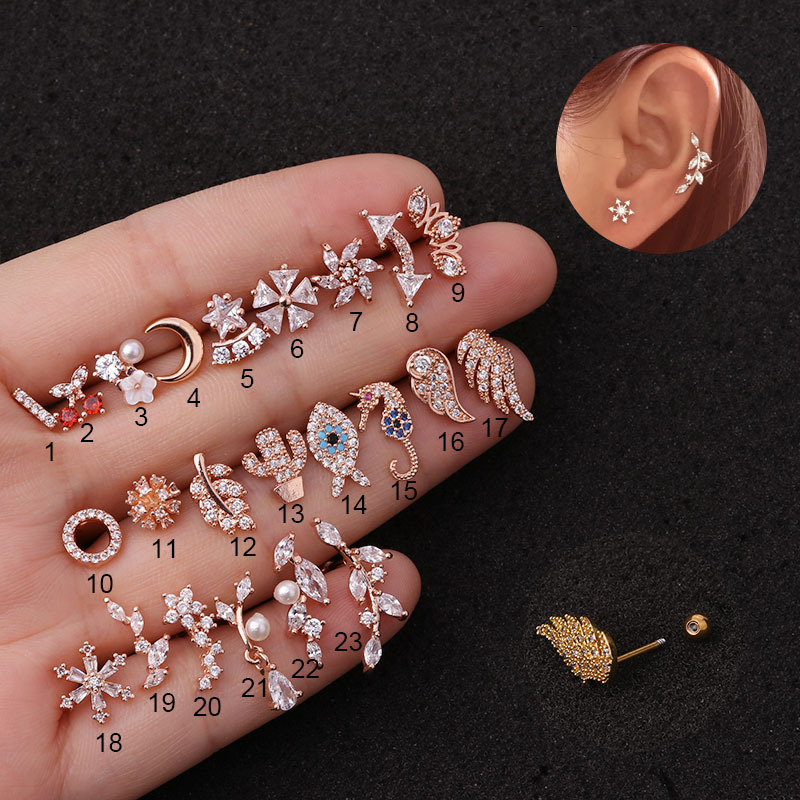 Ear Cartilage Rings & Studs Lady Animal 316 Stainless Steel  Copper display picture 1