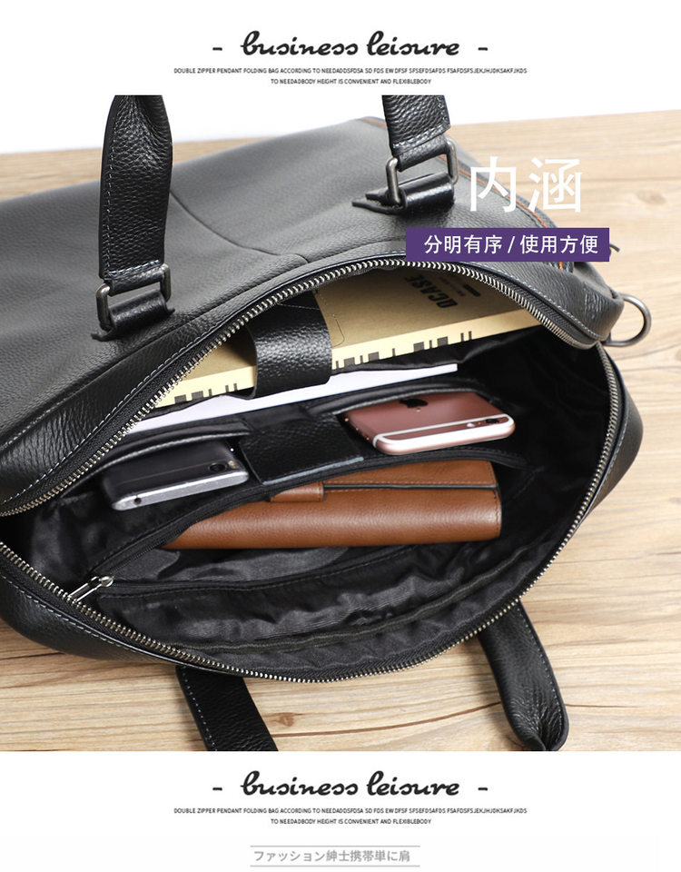 Túi xách tay nam da bò lớp đầu 28×38×8 cm kiêm túi đeo chéo, đựng laptop 13 inch — Màu cà phê, Màu xanh lam, Màu đen chi tiết 9