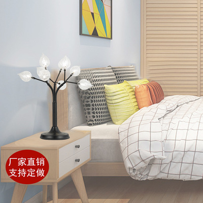wholesale American country bedroom Table lamp Bedside lamps and lanterns Study Postmodern originality personality Iron art Guest room Decorative lamp