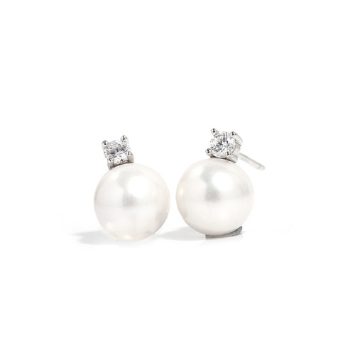 Tiffany niche design zircon pearl earrings women's 925 silver earrings simple temperament earrings dropshipping